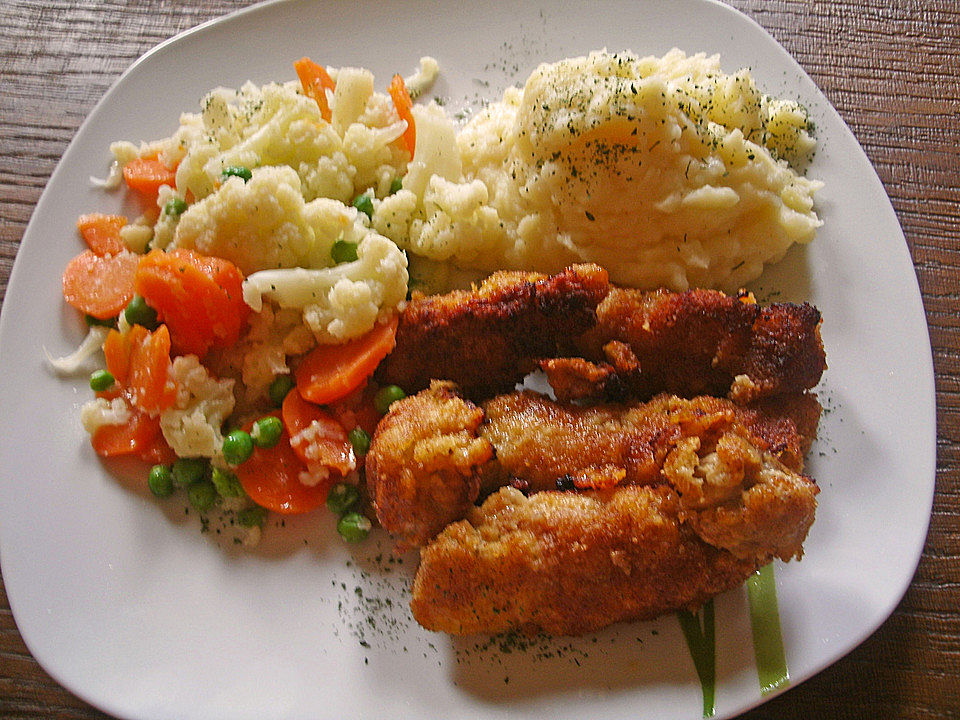 Schnitzelnuggets mit Buttergemüse und Kartoffelpüree von KochMaus667 ...