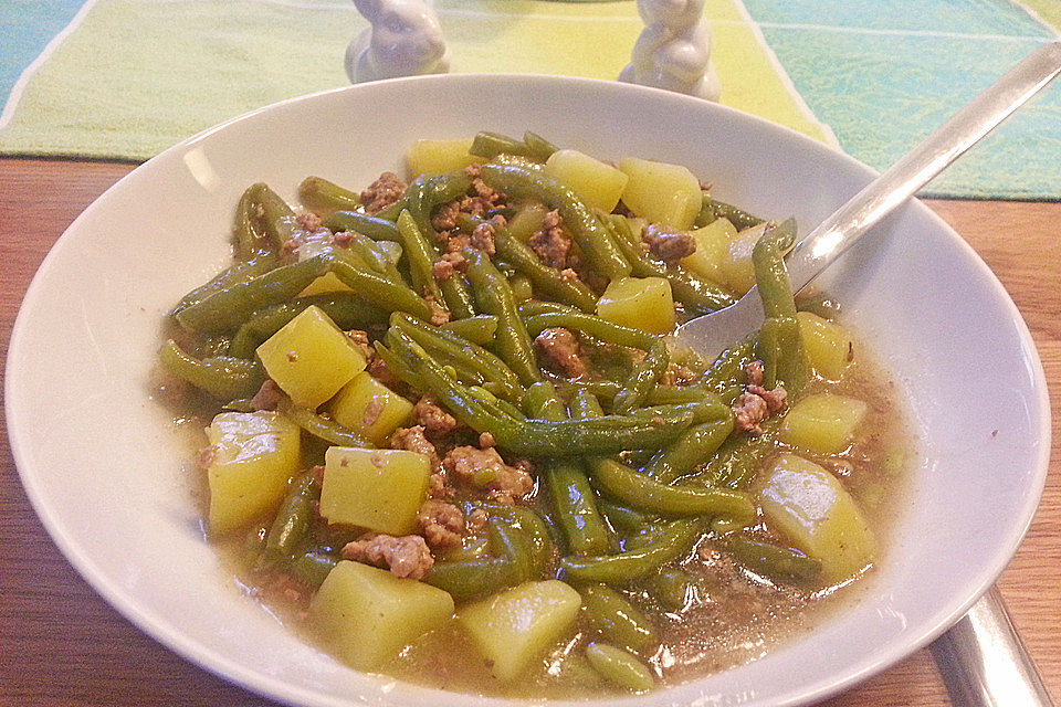 Böhnchen-Hackfleisch-Pfanne nach Schwiegermamas Rezept