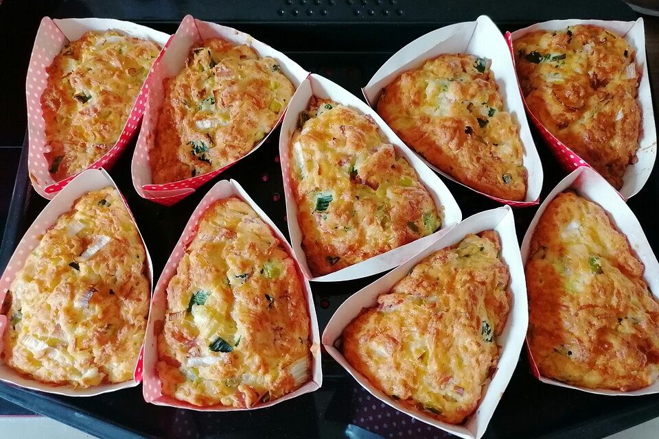 Schinken-Käse-Muffins mit Lauch