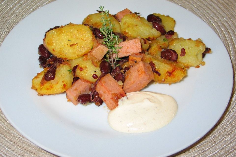 Leberkäse-Kartoffelpfanne