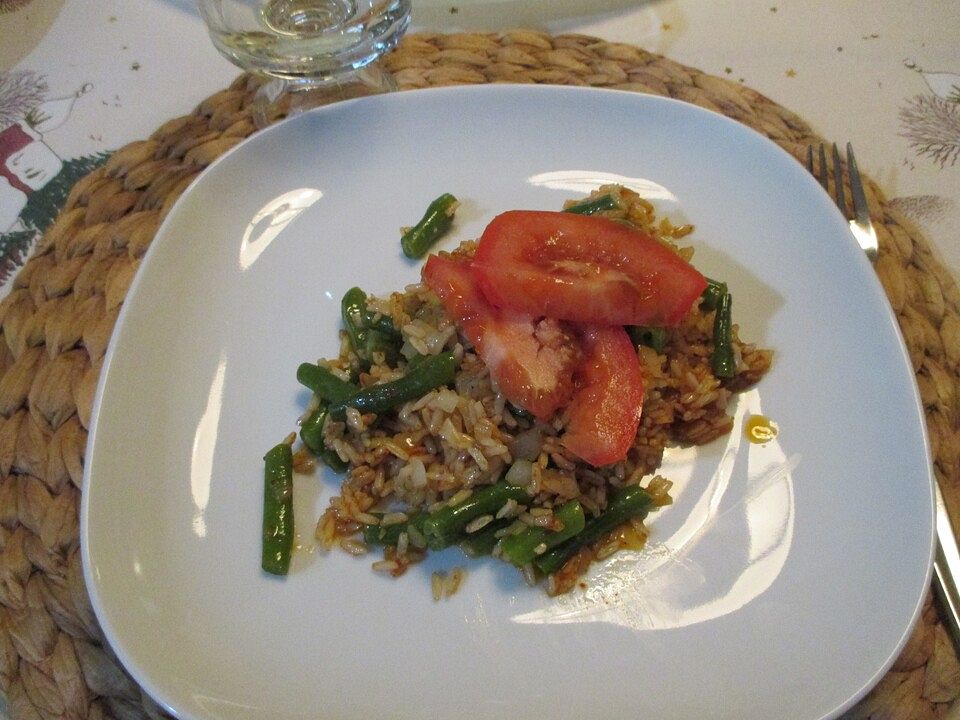 Reis mit grünen Bohnen von ulkig| Chefkoch