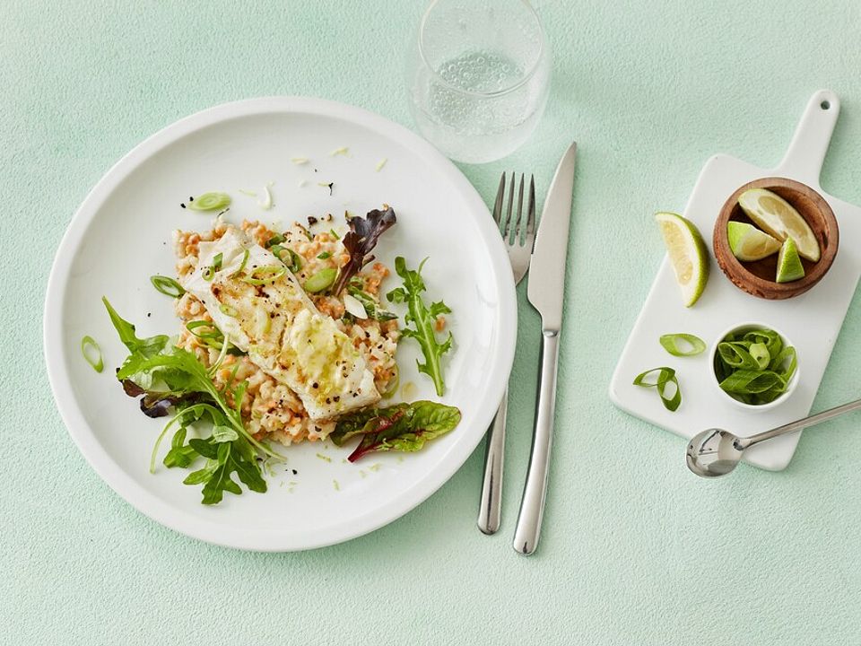 Fischfilet-mit-Limettenbutter-und-Linsen-Risotto
