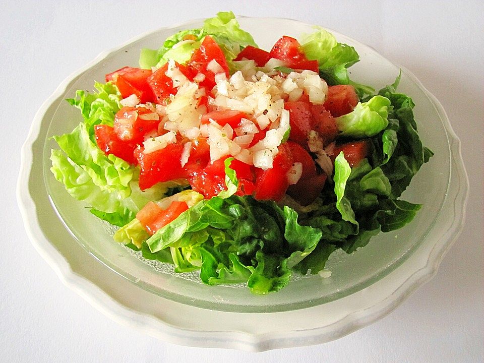 Römersalat mit Tomaten und Schalotten Vinaigrette von Sugar04| Chefkoch