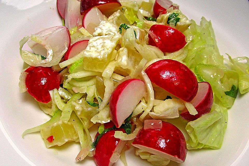 Radieserl-Fenchel-Salat mit Harzer Käse