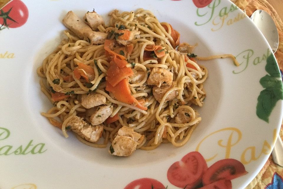 Pute mit Spaghetti à la Gyros