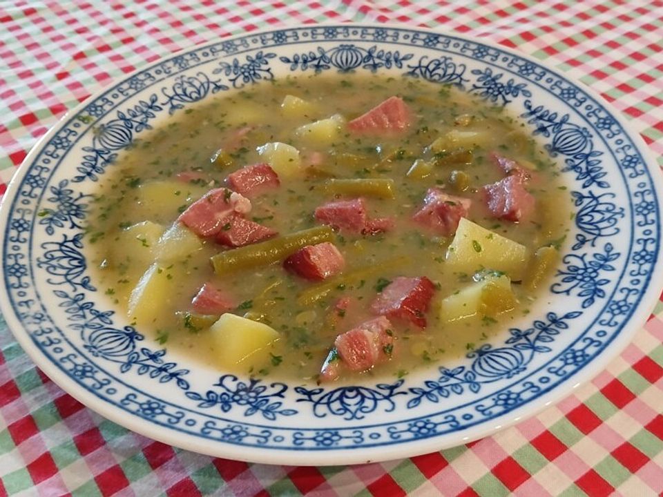 Grüner Bohneneintopf mit Speck und Kassler à la Gisela und Fred| Chefkoch Grüner Bohneneintopf mit Speck und Kassler à la Gisela und Fred| Chefkoch