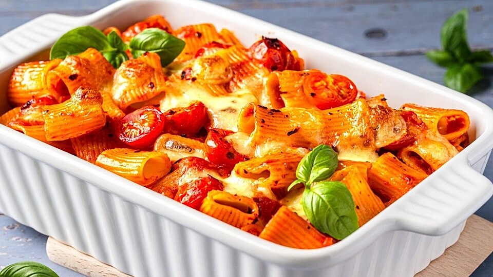Cremiger Nudelauflauf mit Tomaten und Mozzarella von Katrinili