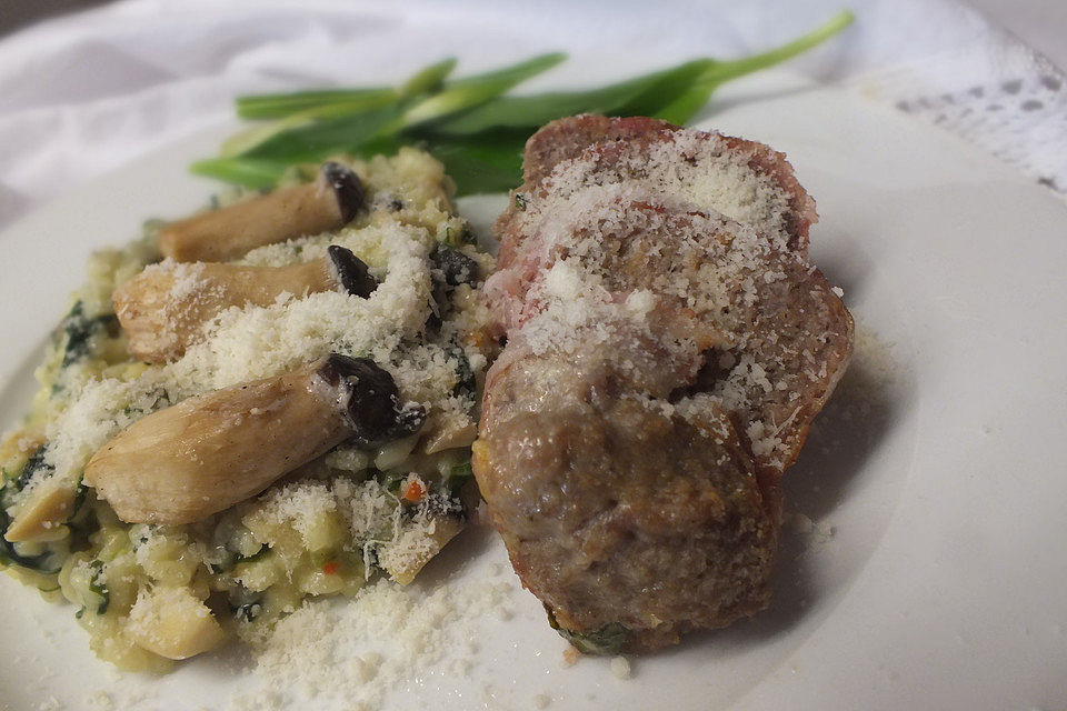 Risotto mit Bärlauch und Mini-Kräuterseitlingen