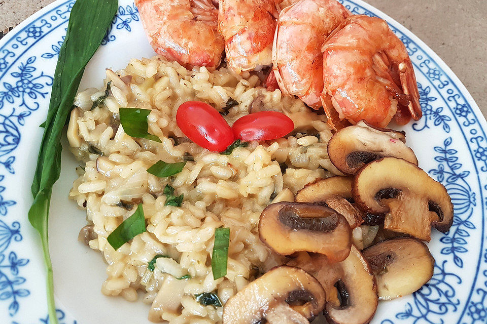 Risotto mit Bärlauch und Mini-Kräuterseitlingen