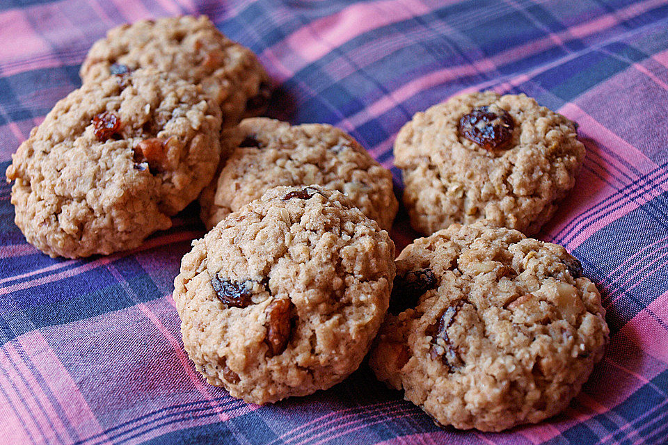 Haferflocken-Cookies mit Rosinen und Ingwer