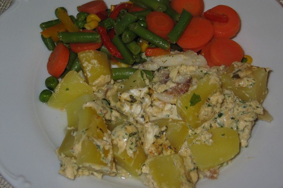 Kartoffel-Fisch Auflauf in Senf-Sauce