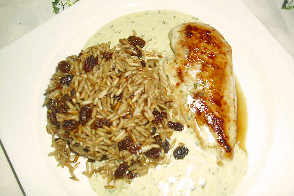 Hähnchen mit Senfsoße und Cola-Reis