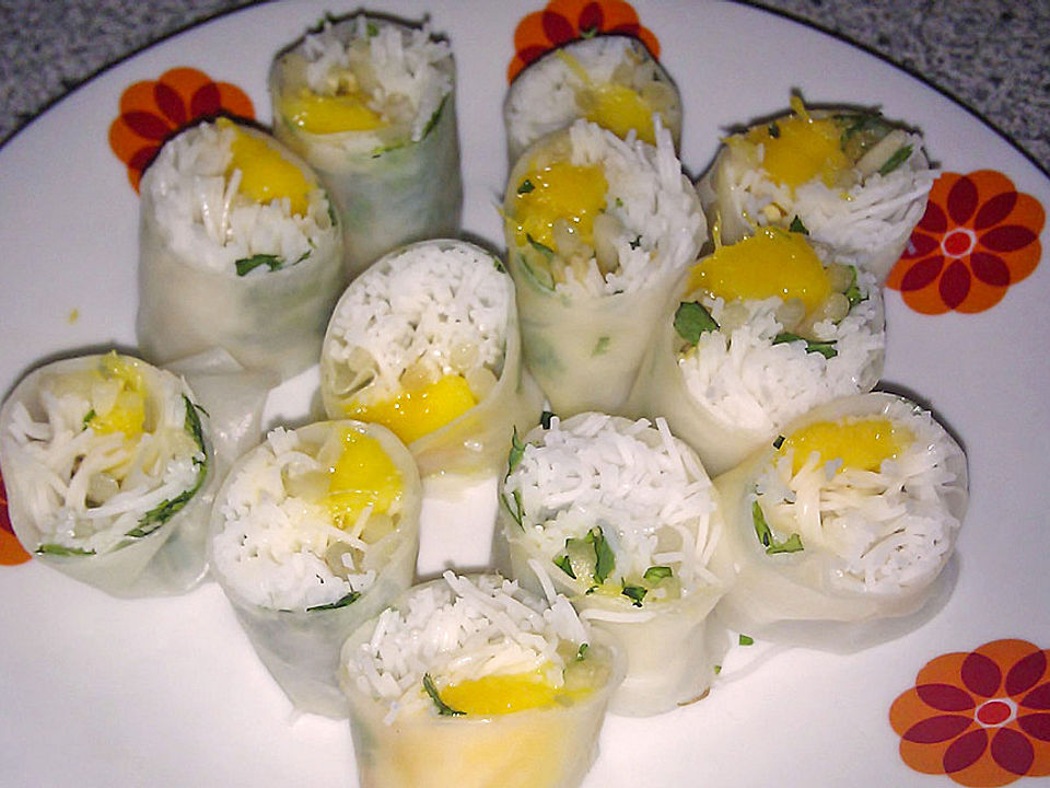 Kalte Frühlingsrolle mit Mango und Sojadip von noni89| Chefkoch