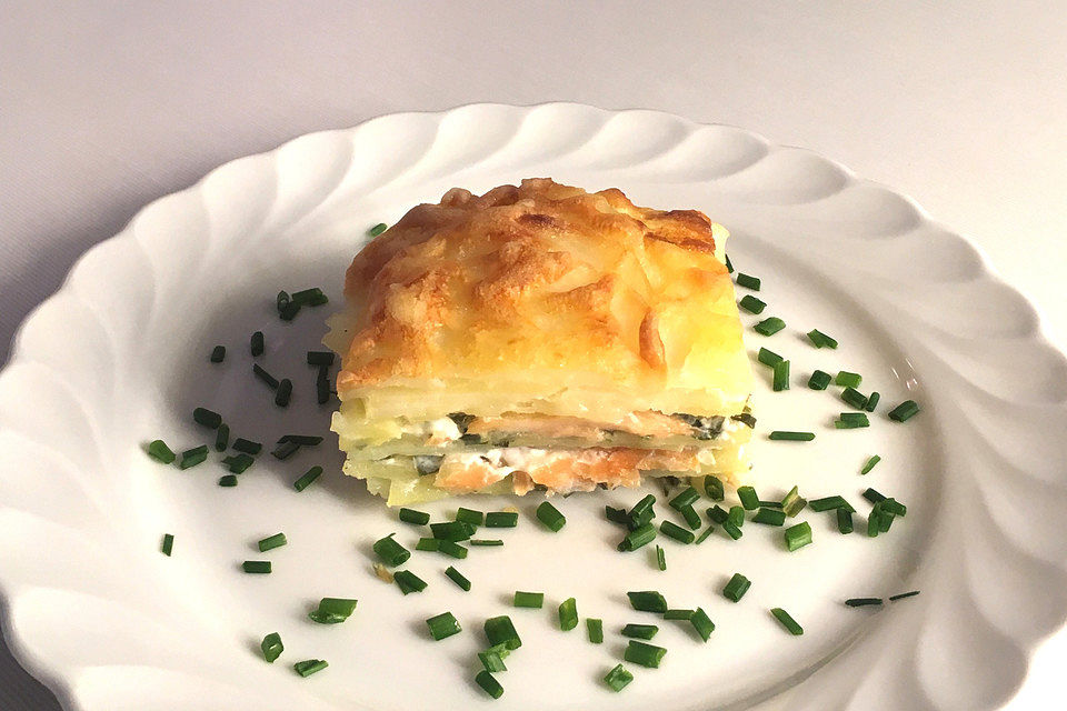 Kartoffelgratin mit Lachs