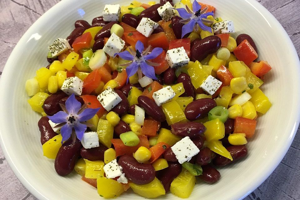 Schafskäse-Paprika-Salat mit Kidneybohnen