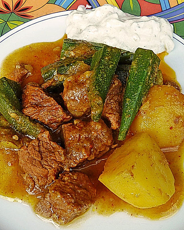 Rind-Kartoffel-Curry mit Okra aus Birma