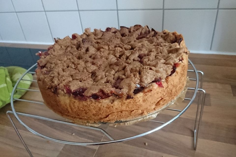 Veganer Zwetschgenkuchen mit Zimtstreuseln