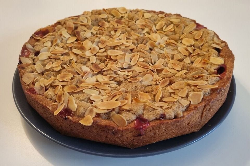 Veganer Zwetschgenkuchen mit Zimtstreuseln