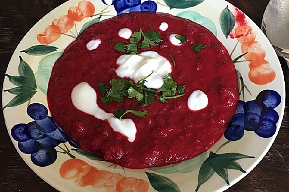 Rote Bete-Suppe indisch