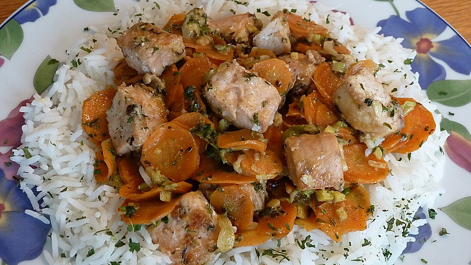 Lachs-Gemüsepfanne mit Ingwer und Koriander von Anette2107 Lachs-Gemüsepfanne mit Ingwer und Koriander von Anette2107