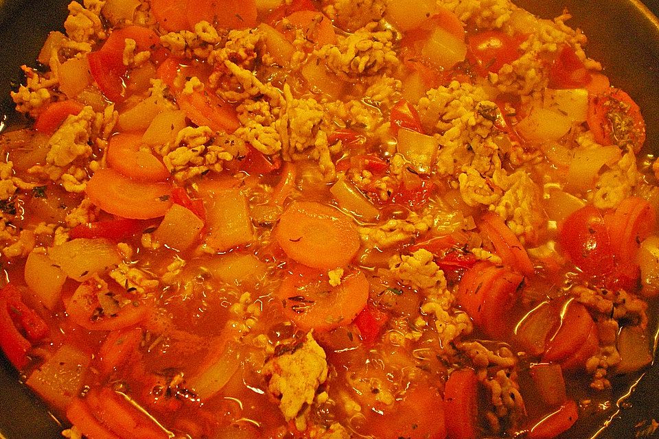 Paprikagemüse mit Rinderhackfleisch