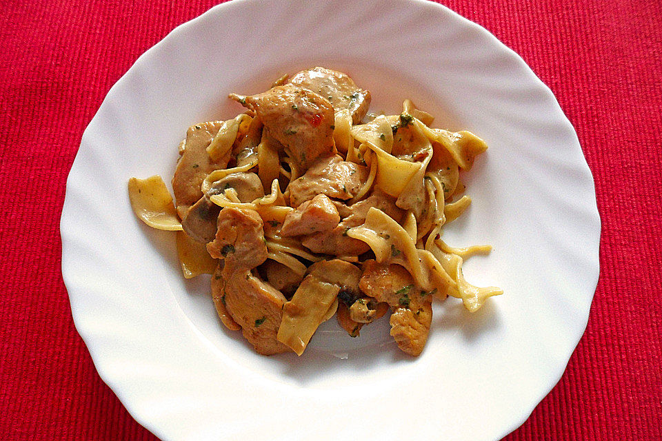 Tagliatelle mit Hähnchen und Pilzen