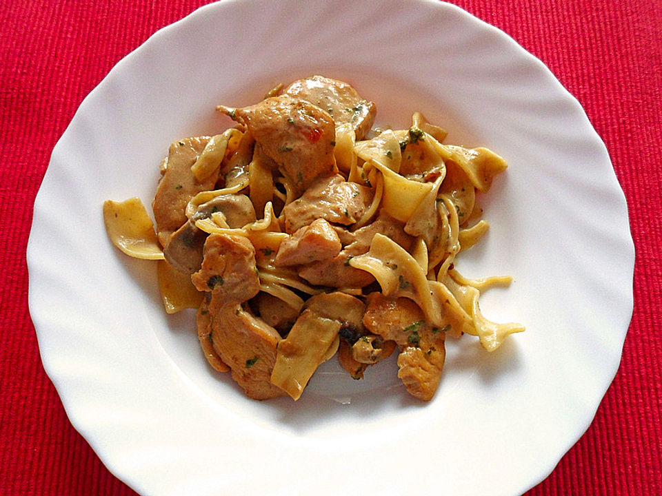 Tagliatelle mit Hähnchen und Pilzen von GoldDrache | Chefkoch