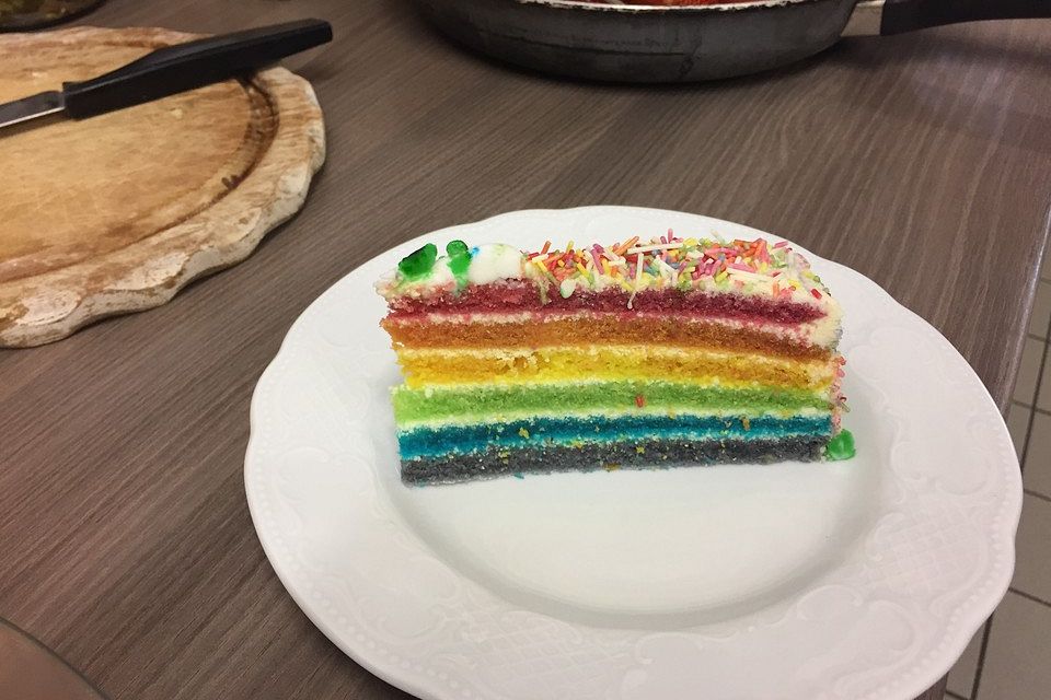 Rainbow-Chocolate-Cheesecake mit "Sahnehimmel"