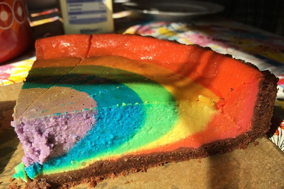 Rainbow-Chocolate-Cheesecake mit "Sahnehimmel"