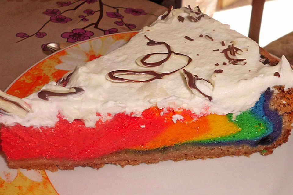 Rainbow-Chocolate-Cheesecake mit "Sahnehimmel"