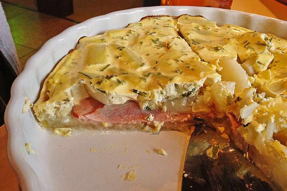 Spargelquiche mit Schinken und Quark