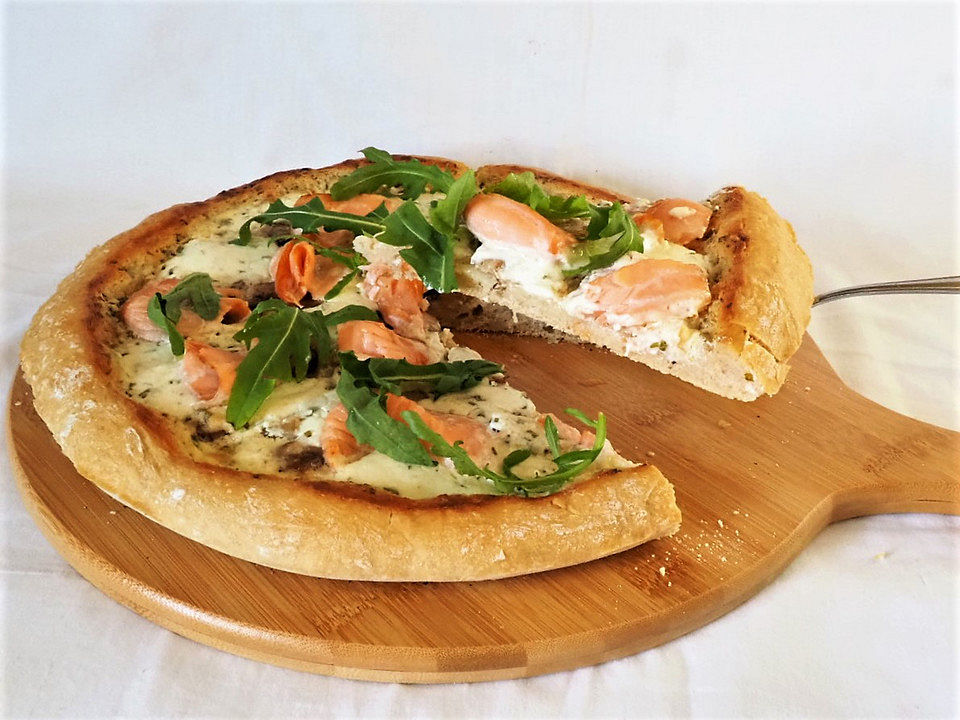 Lachs - Champignon Pizza von Ayla| Chefkoch