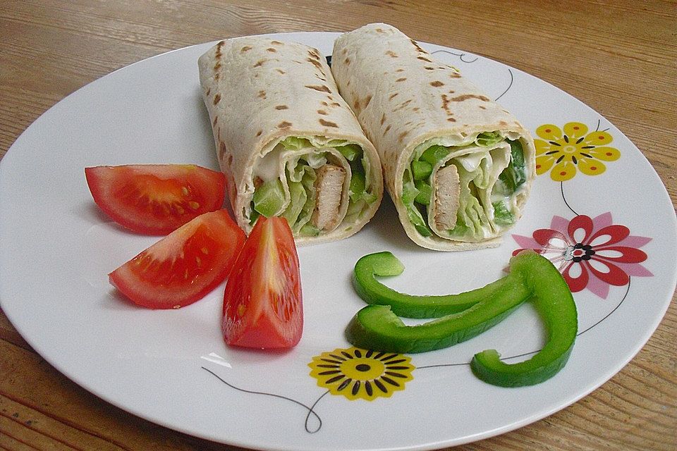 Wraps mit gebratener Hähnchen- oder Putenbrust