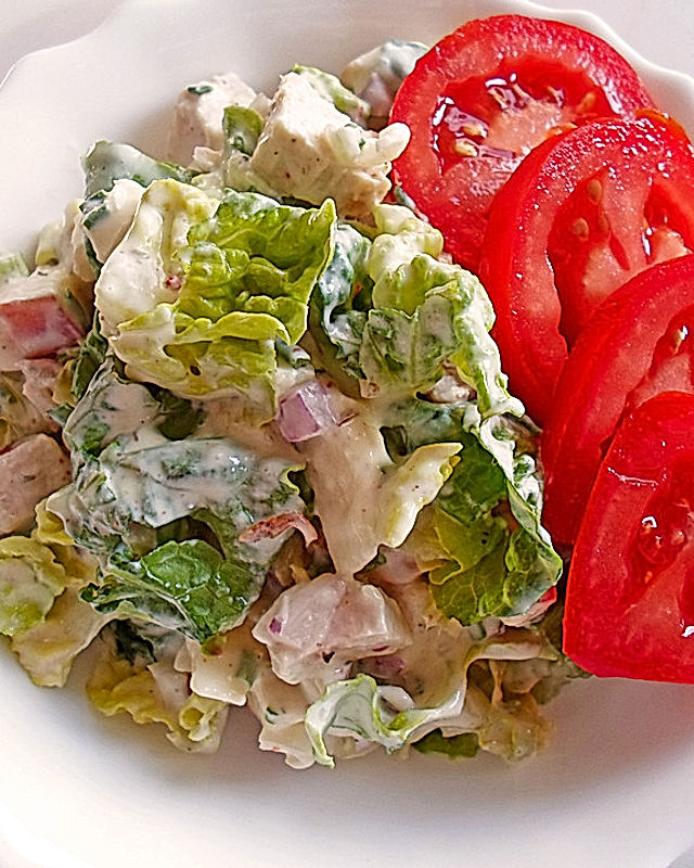 Single-Salat mit Putenbraten vom Vortag