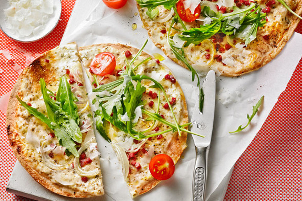 Flammkuchen mit Tortilla-Wrap