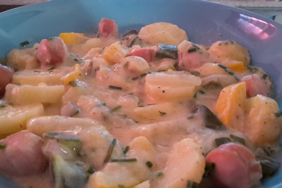 Zucchiniragout mit Würstchen à la Anne