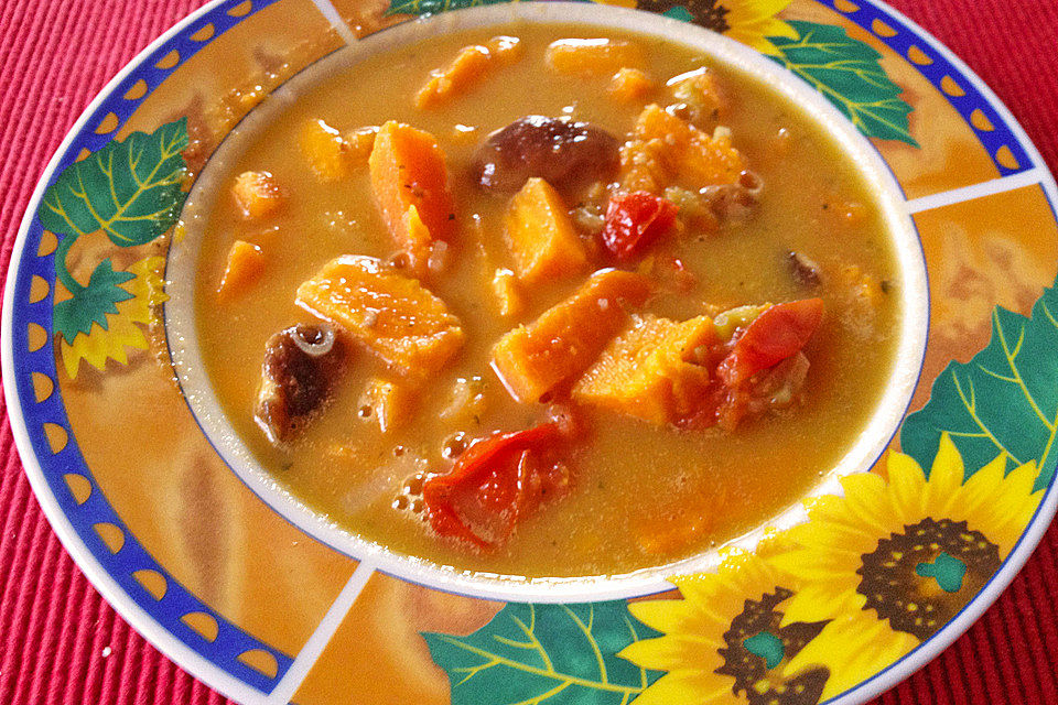 Kokossuppe mit Süßkartoffeln