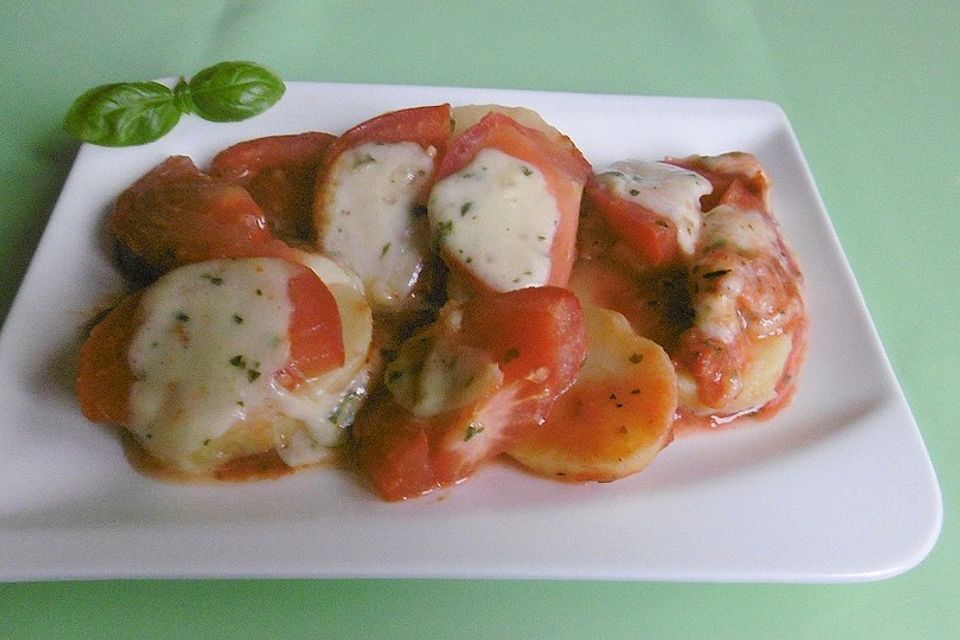 Tomaten-Mozzarella-Kartoffelauflauf