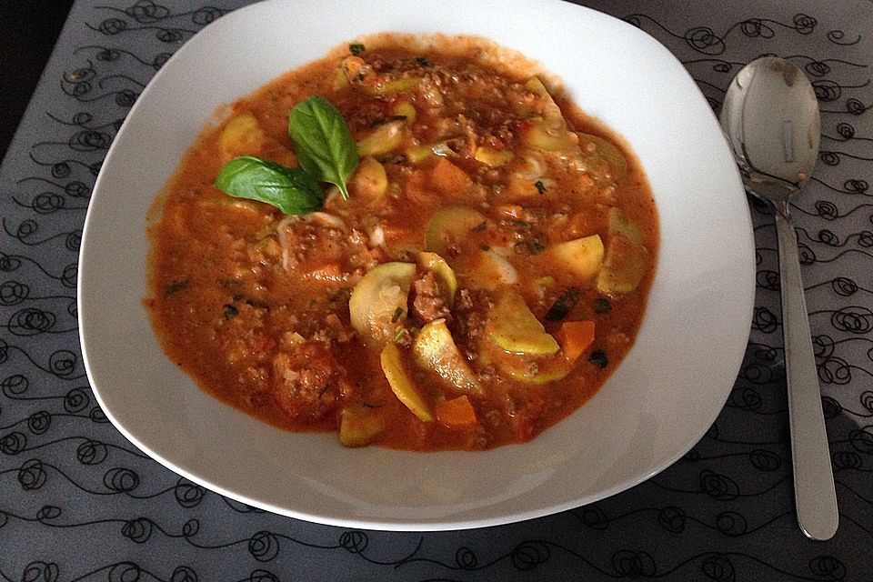 Hackfleischpfanne mit Tomaten und Gemüse