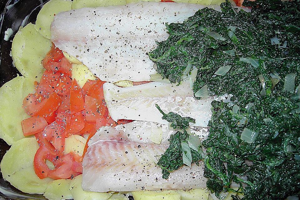 Kartoffel - Spinat - Lachs Auflauf