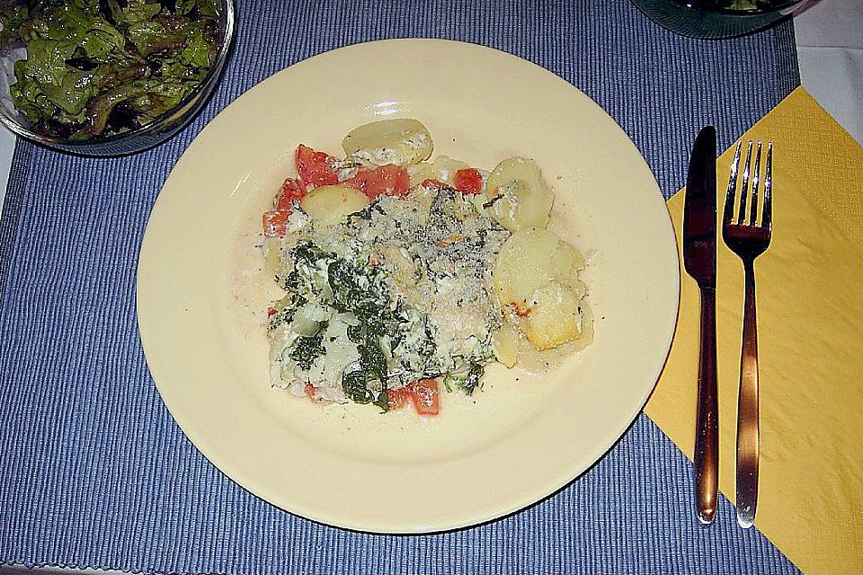 Kartoffel - Spinat - Lachs Auflauf