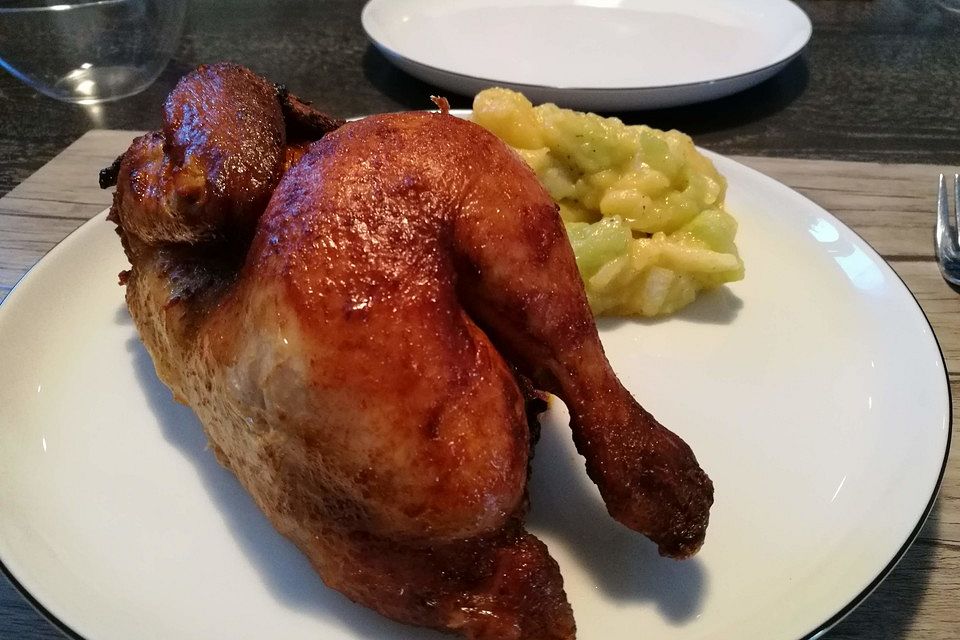 Toddys halbes Hähnchen - super knusprig mit Gewürzlack