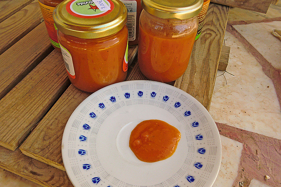 Tomatenketchup in der Farbe orange