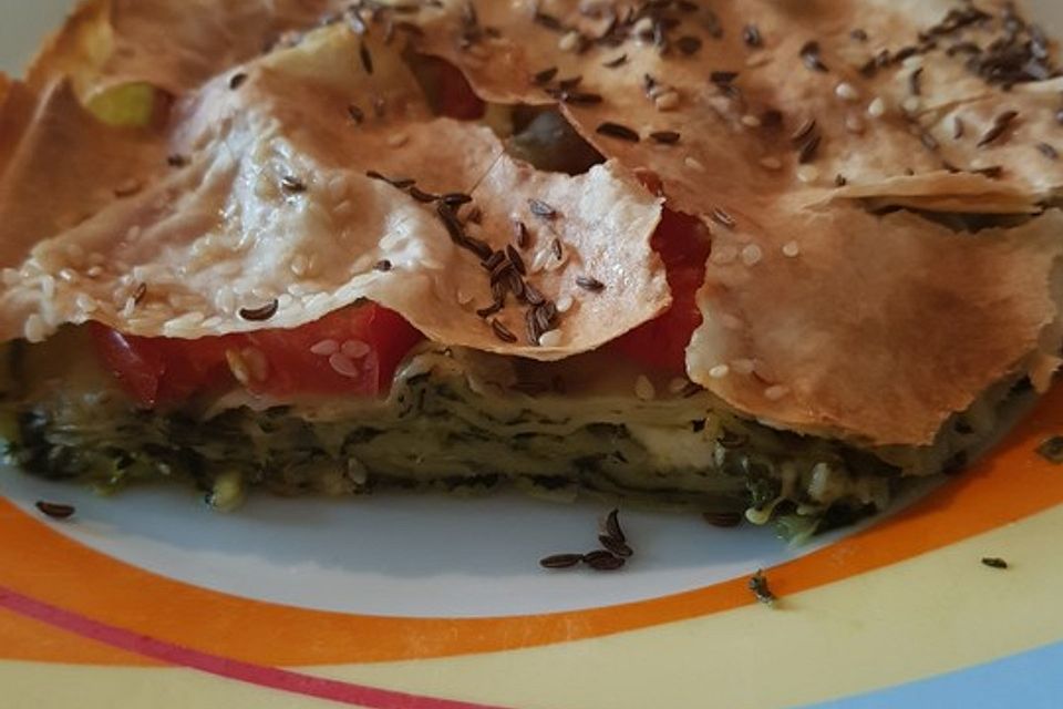 Spinat-Tomate-Feta-Börek vom Blech