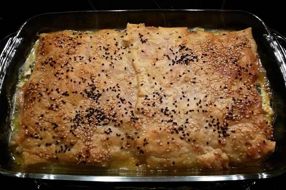 Spinat-Tomate-Feta-Börek vom Blech