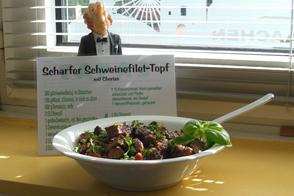 Scharfer Schweinefilet-Topf mit Chorizo