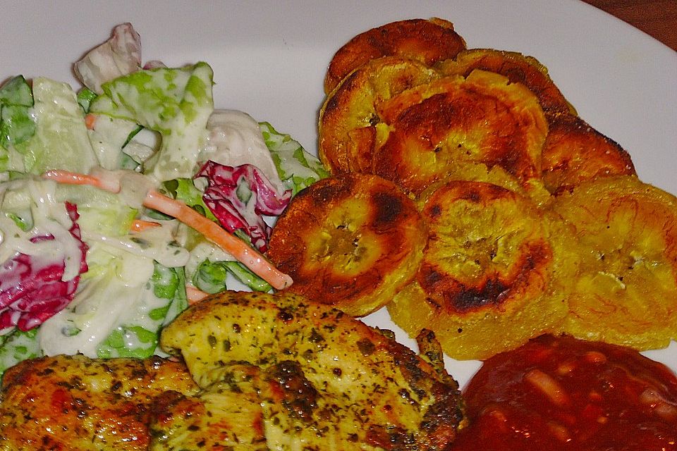 Tostones frittierte Kochbananen