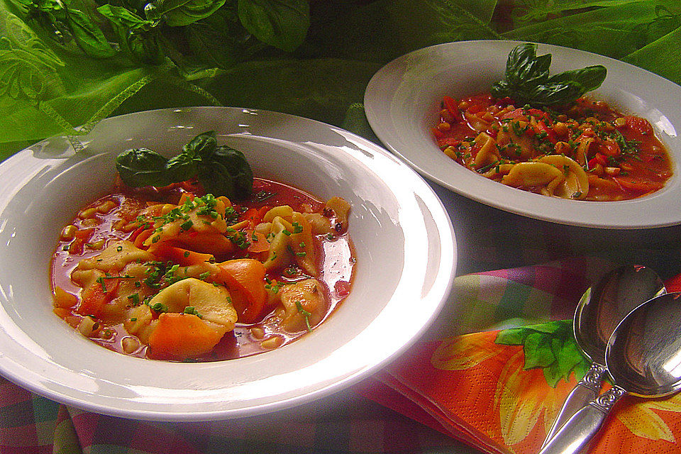 Tortellinisuppe mit Gemüse Tortellinisuppe mit Gemüse