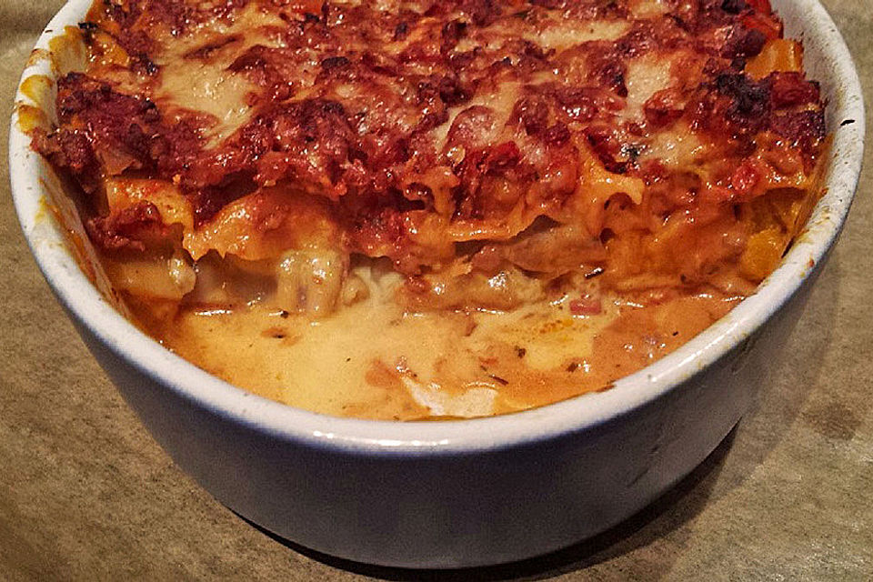 Kürbis-Hack-Lasagne mit Champignons