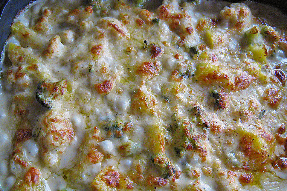 Blumenkohl-Brokkoli-Kartoffel-Gratin